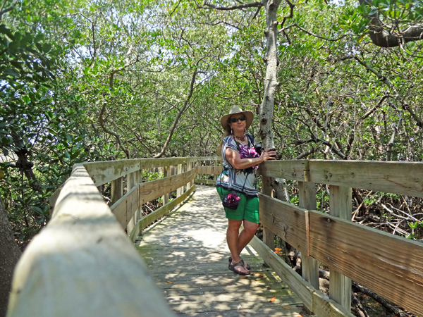 Karen Duquette on the boardwalk at Coquina Bay Walk in Leffis Key